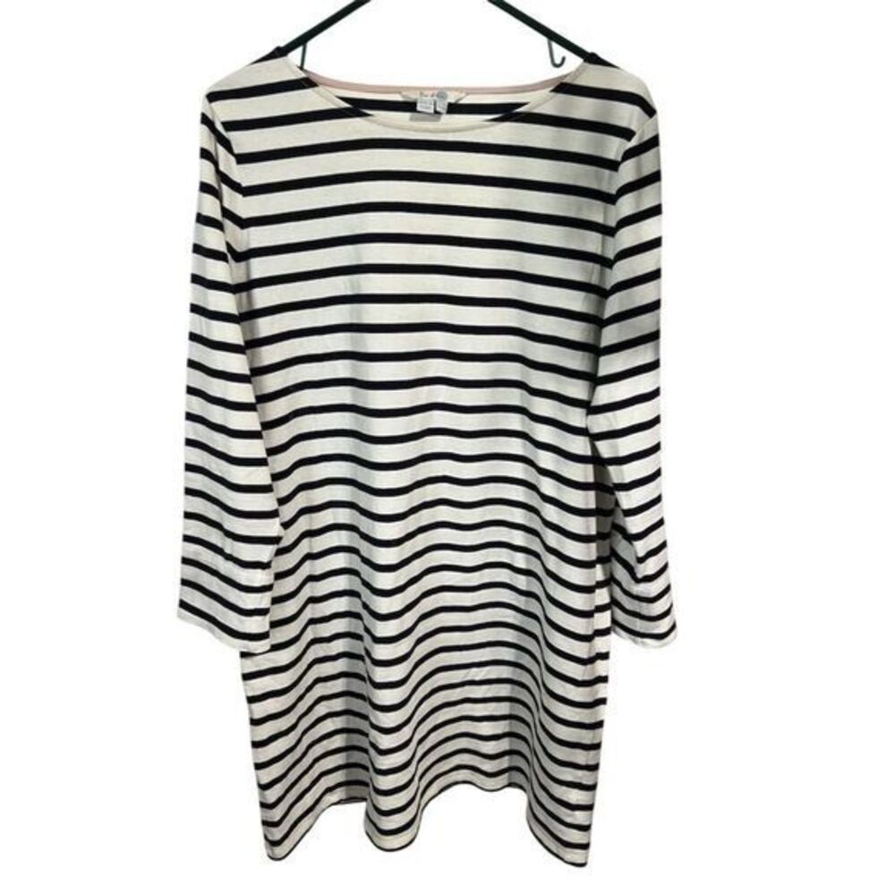 Boden Women's Striped Knit Dress Black 3/4 Sleeve Size 12 Casual